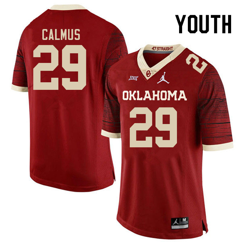 Youth #29 Casen Calmus Oklahoma Sooners College Football Jerseys Stitched Sale-Retro